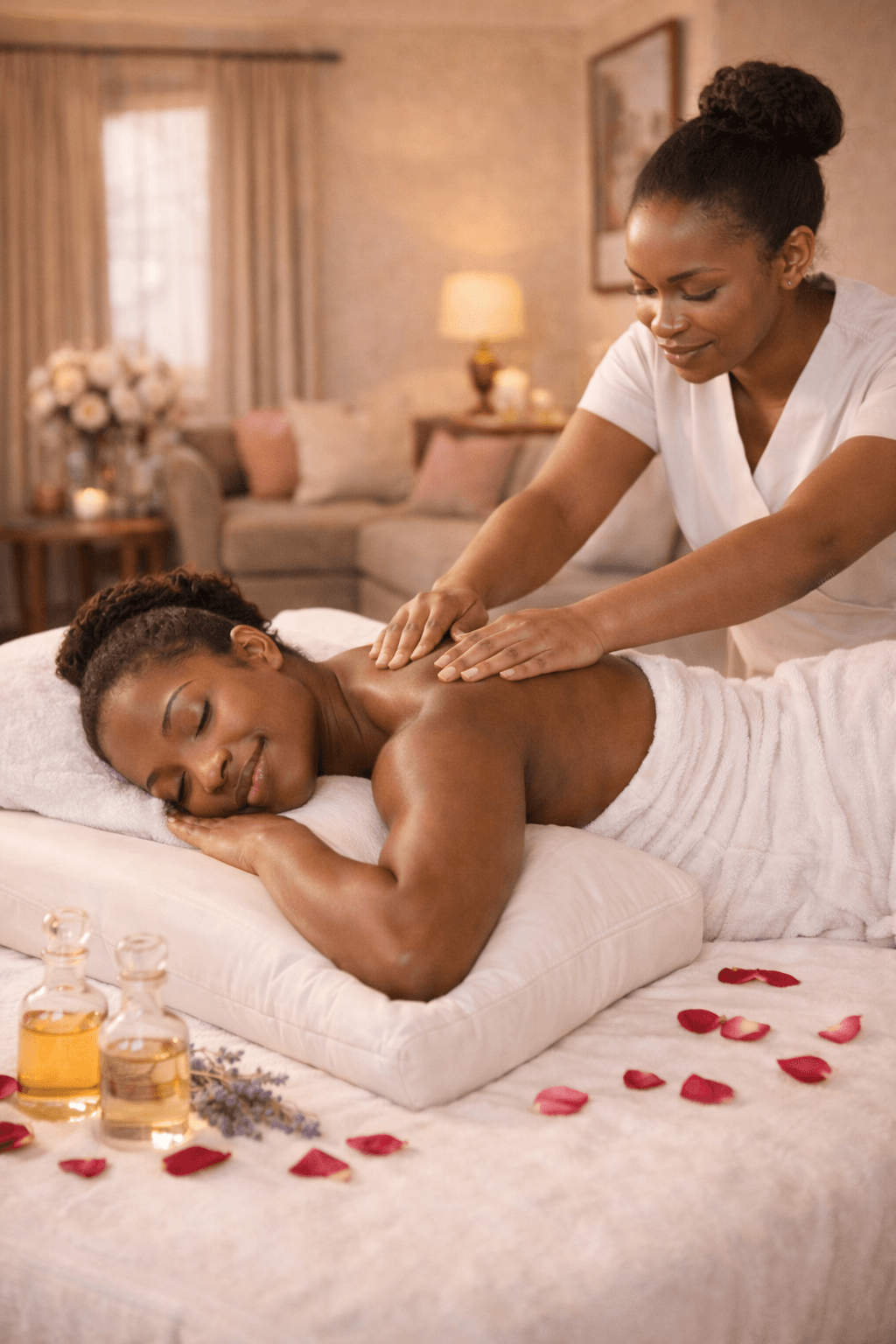 Hariri SPA therapist providing mobile spa service in a client's home